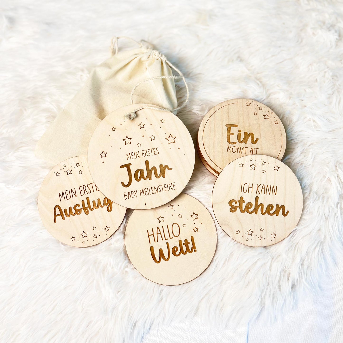 Baby Meilensteinkarten aus Holz - Personalisiert | Sterne