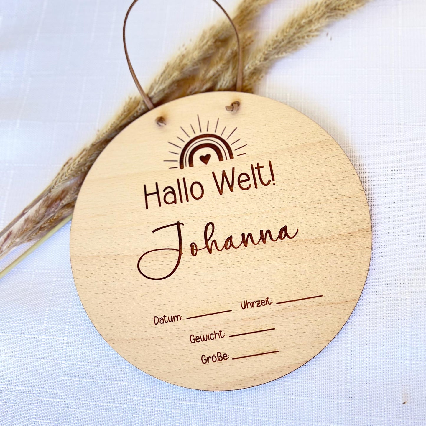 Geburtsschild personalisiert zum Ausfüllen - Hallo Welt