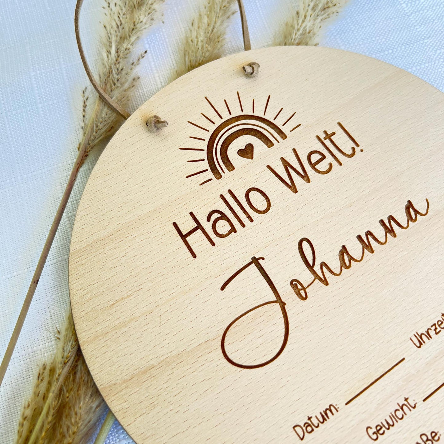 Geburtsschild personalisiert zum Ausfüllen - Hallo Welt