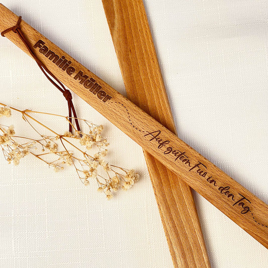 Schuhlöffel aus Holz - Personalisiert mit Familienname