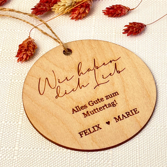Geschenke oder Blumenanhänger aus Holz - Personalisiert für Muttertag
