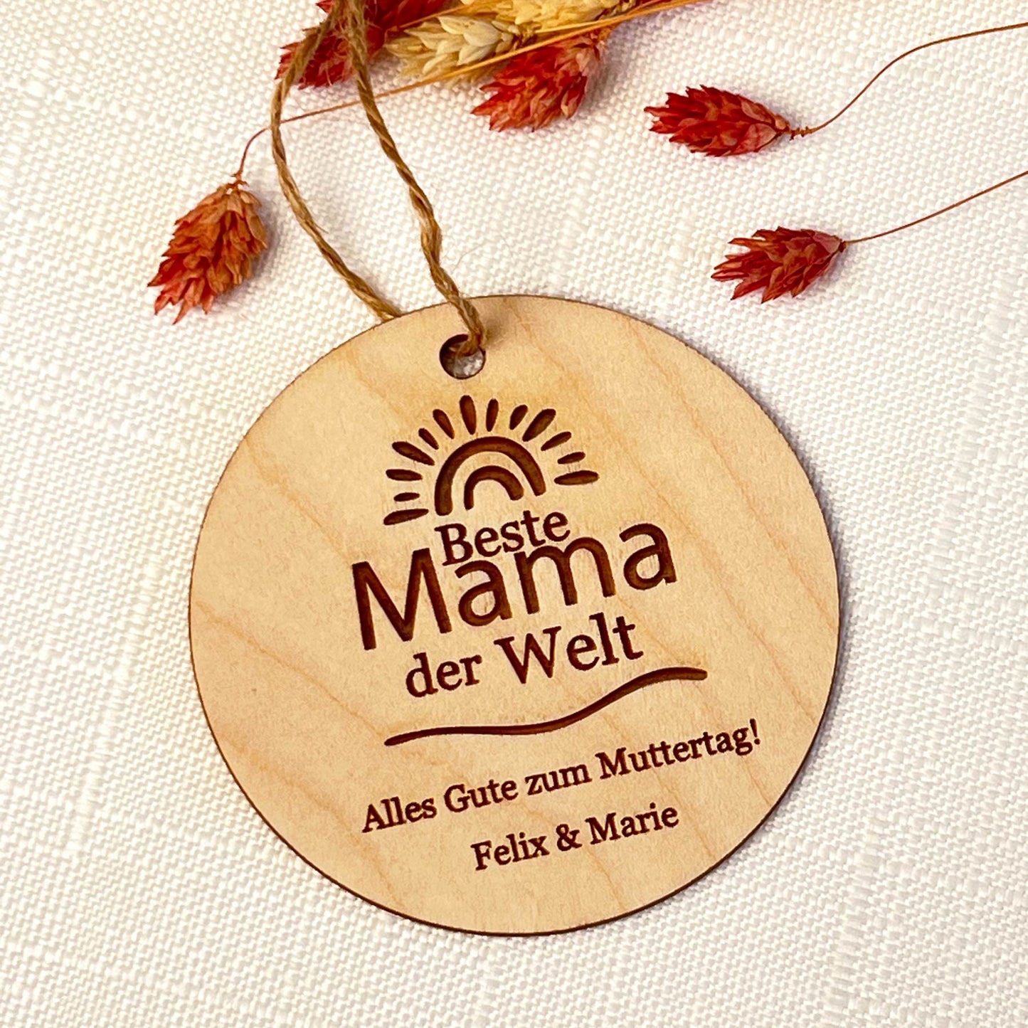 Geschenke oder Blumenanhänger aus Holz - Personalisiert für Muttertag