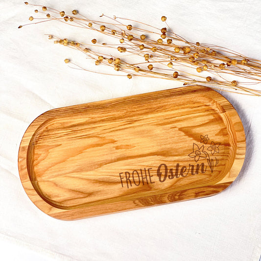 Serviertablett aus Holz - Osterdeko