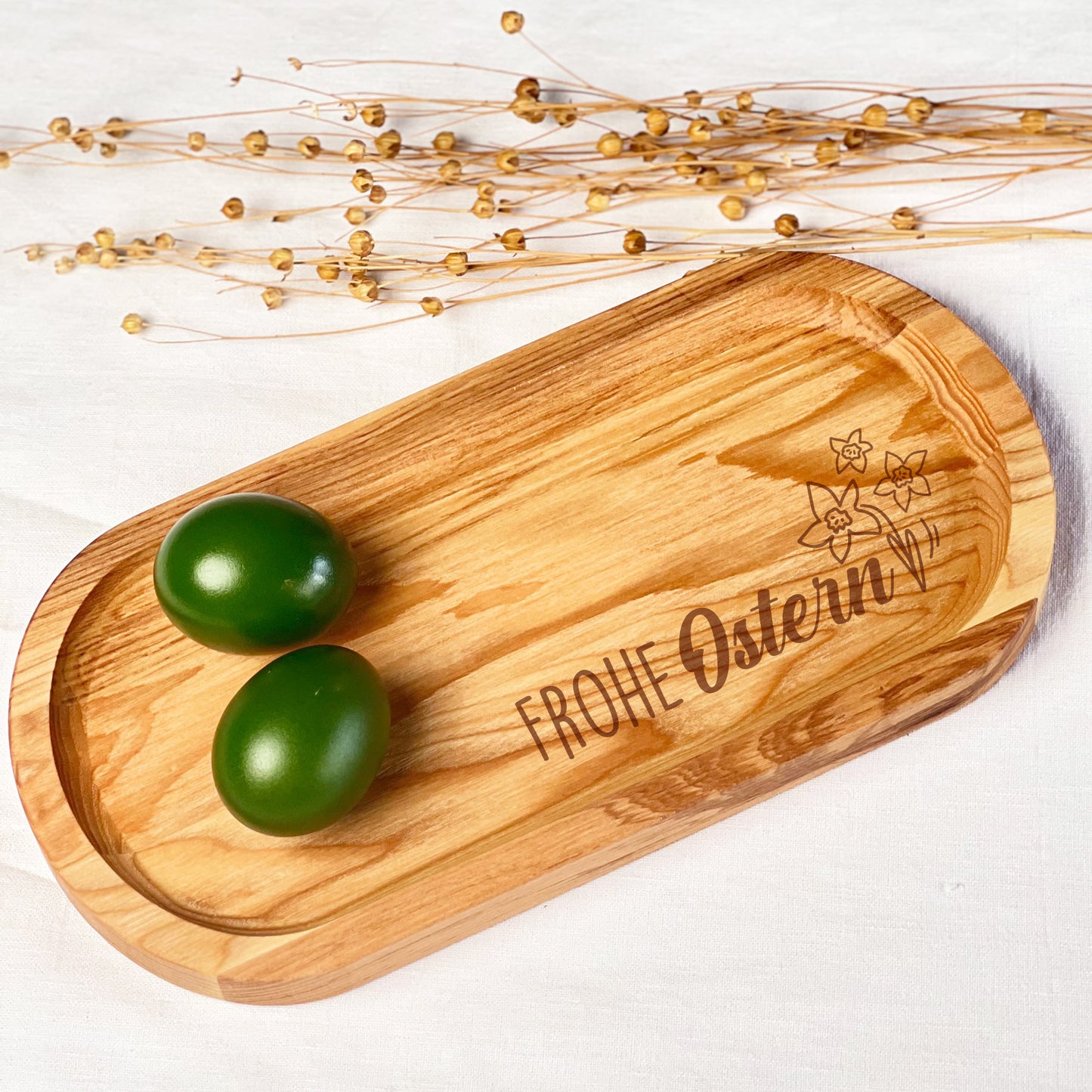 Serviertablett aus Holz - Osterdeko
