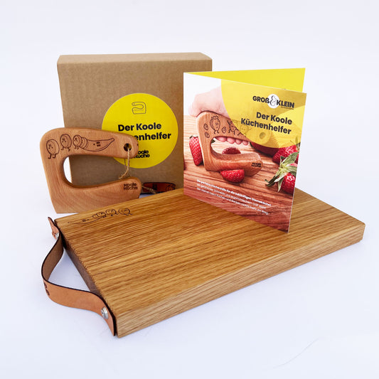 Kinder Küchen-Set aus Holz - Schneidebrett & Kindermesser