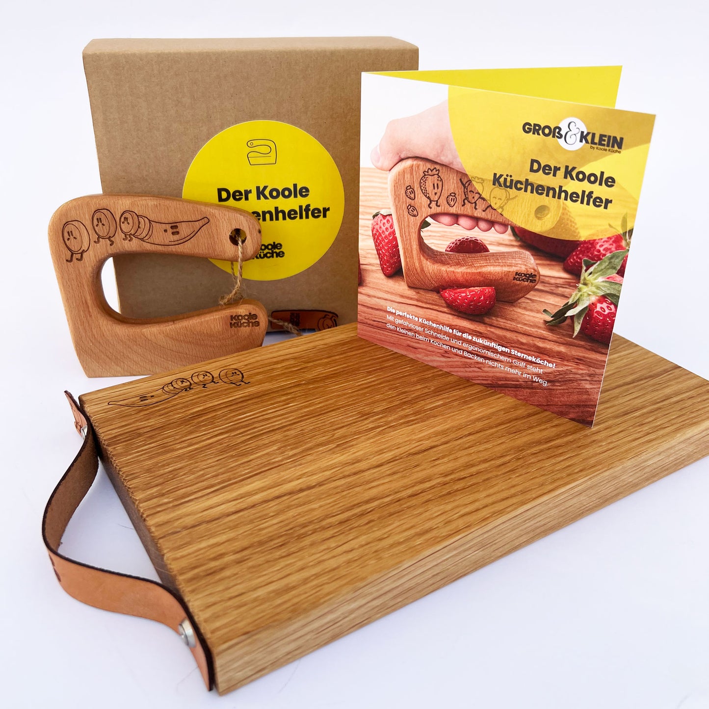 Kinder Küchen-Set aus Holz - Schneidebrett & Kindermesser