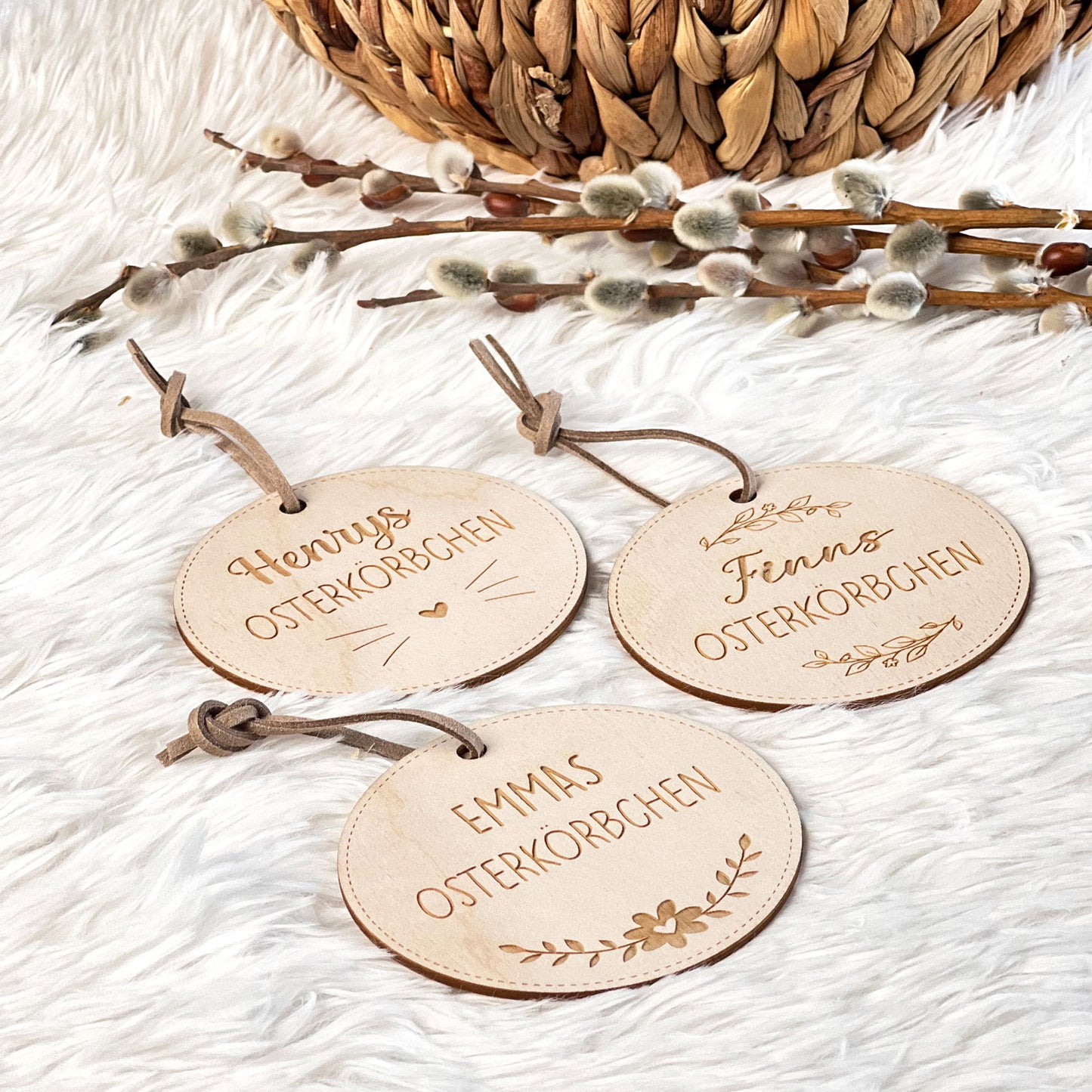 Personalisierter Osterkörbchen-Anhänger mit Name