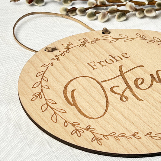 Holzschild “Frohe Ostern” - Türschild oder Wandschild