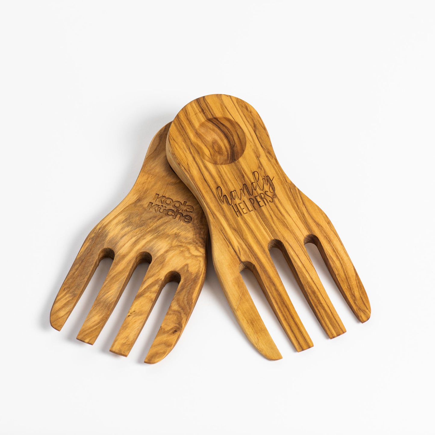 Salatbesteck aus Olivenholz - Salathände