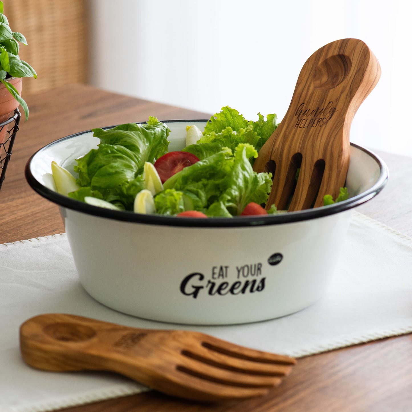 Salatbesteck aus Olivenholz - Salathände