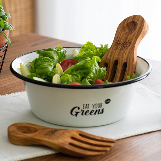 Salatbesteck aus Olivenholz - Salathände