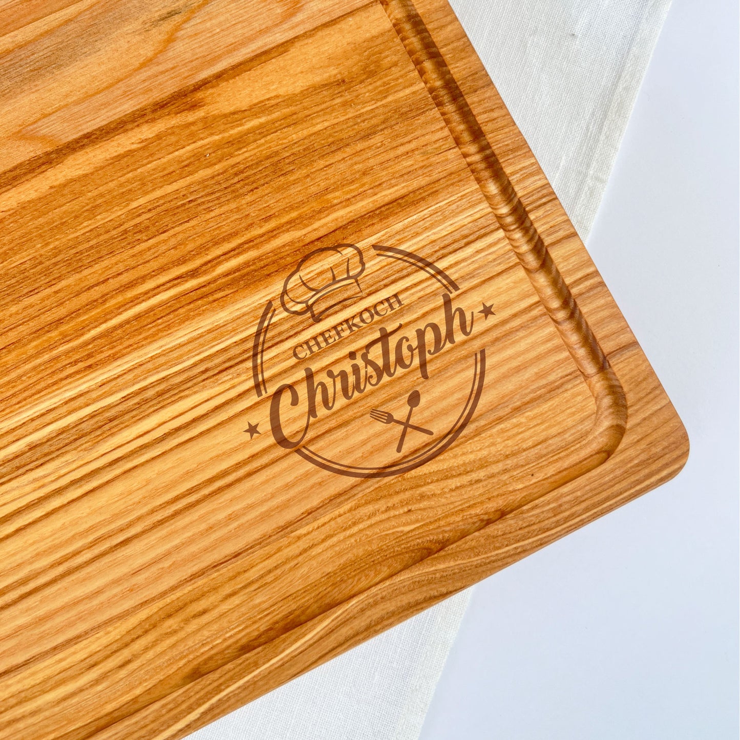 Schneidebrett aus Holz "Chefkoch" / "Chefköchin" - Personalisiert