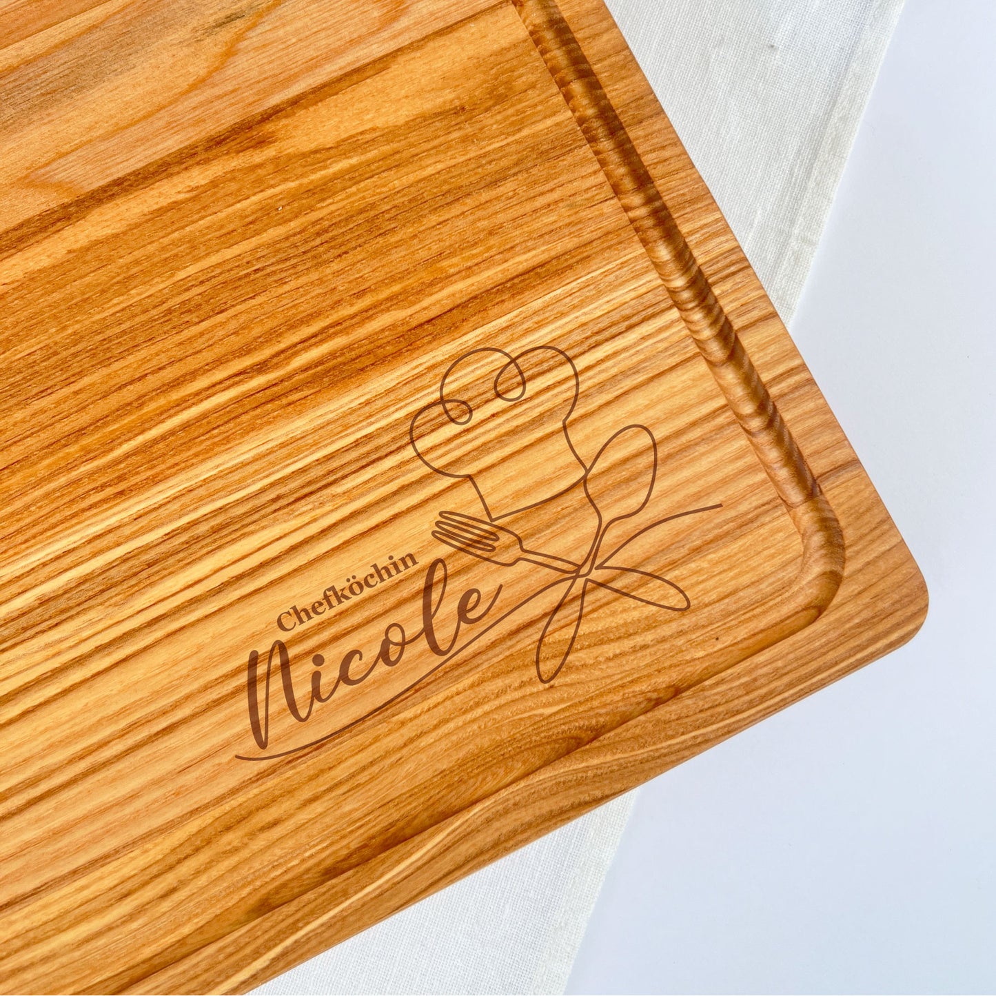 Schneidebrett aus Holz "Chefkoch" / "Chefköchin" - Personalisiert