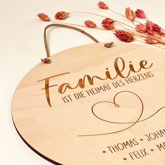 Holzschild Wanddeko Familie - Personalisiert
