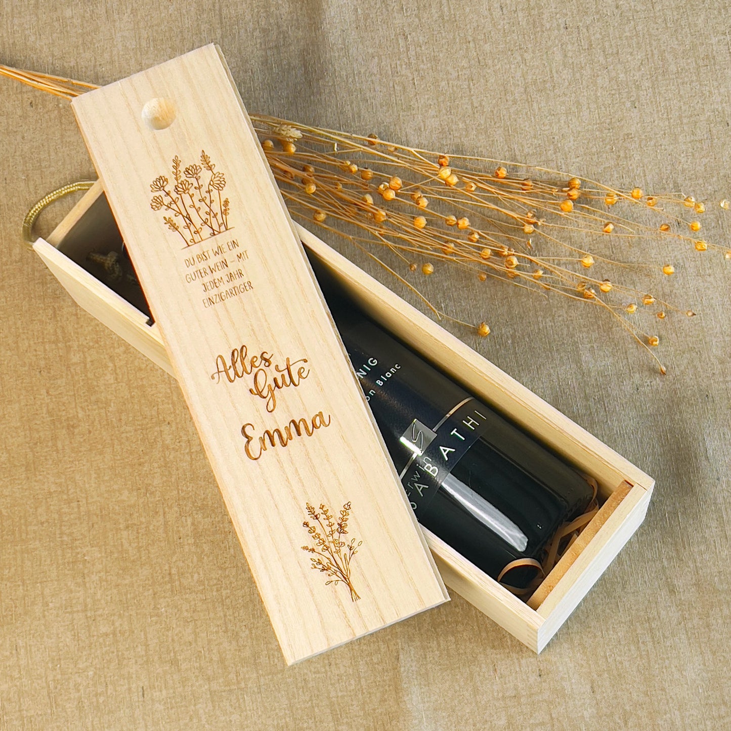 Personalisierte Weinkiste aus Holz - Geburtstagsgeschenk