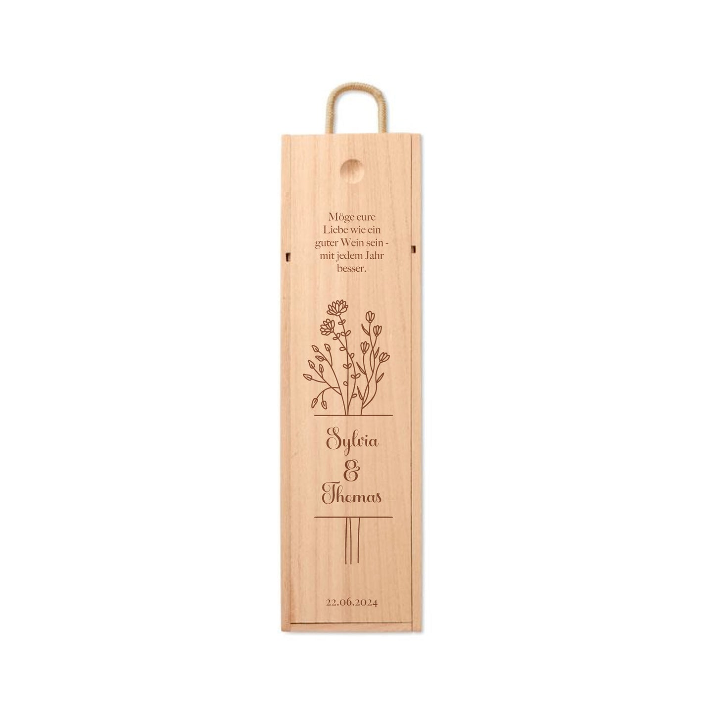 Personalisierte Weinkiste aus Holz - Hochzeitsgeschenk
