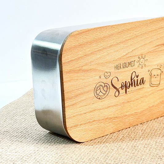 Personalisierte Kinder Brotdose mit Name - Edelstahl