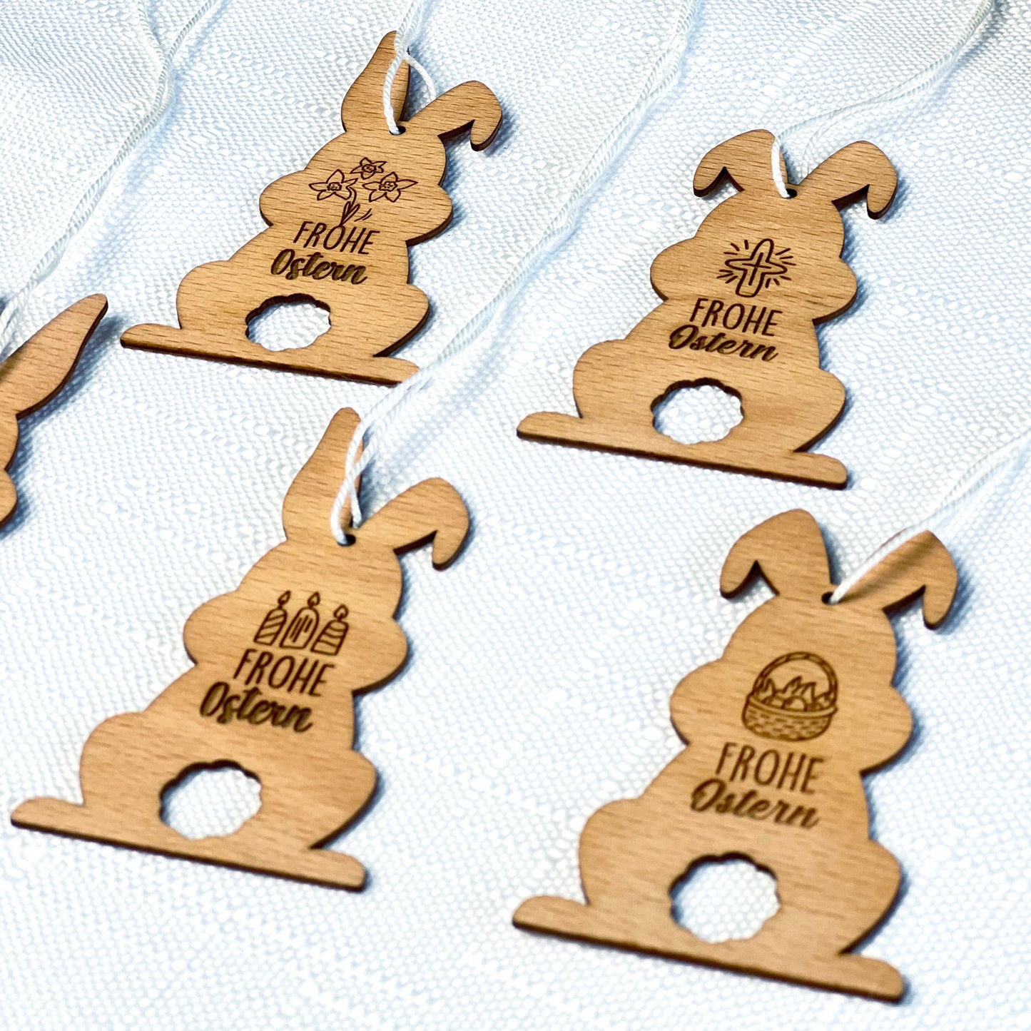 Osterstrauch Anhänger aus Holz - 5 Stück Set
