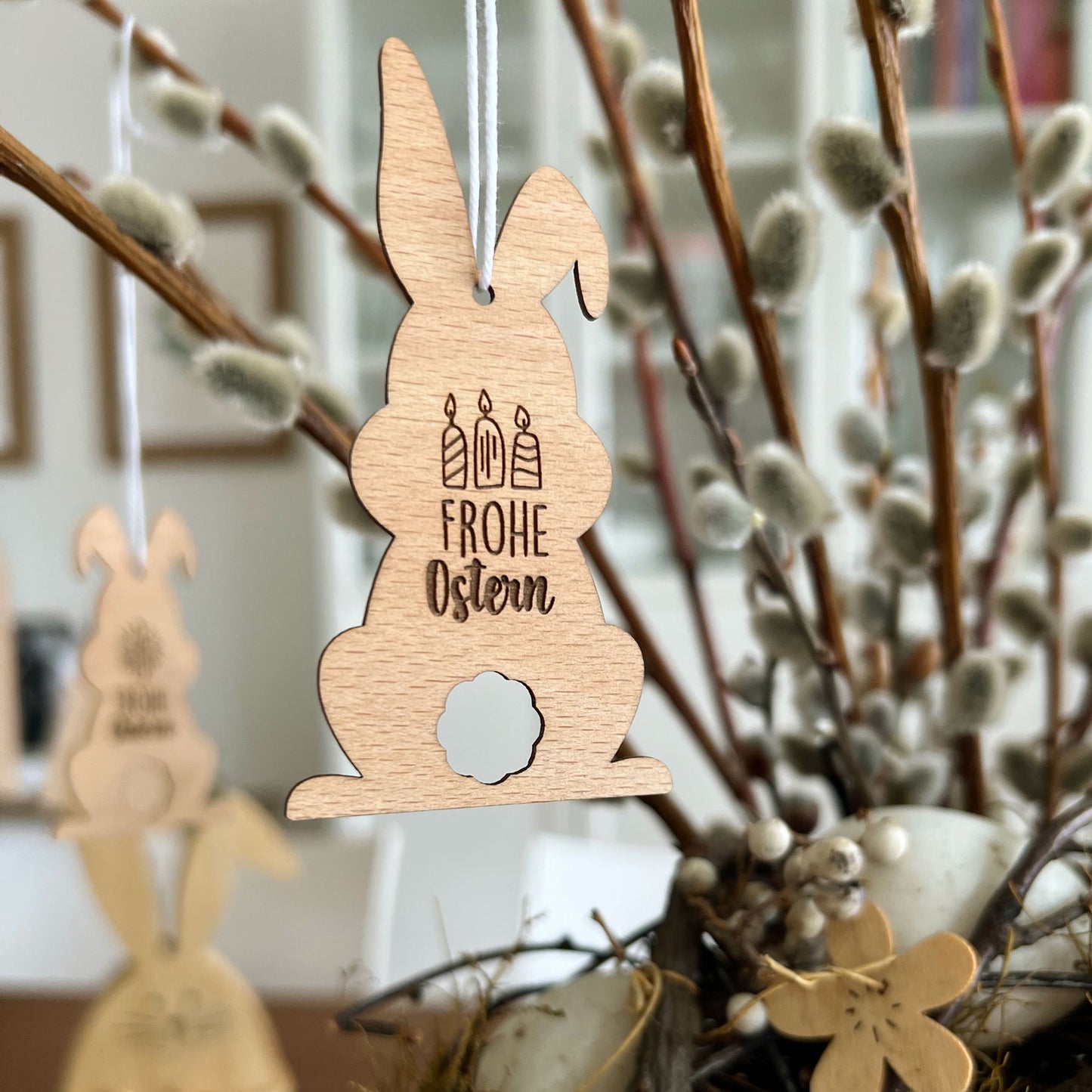 Osterstrauch Anhänger aus Holz - 5 Stück Set