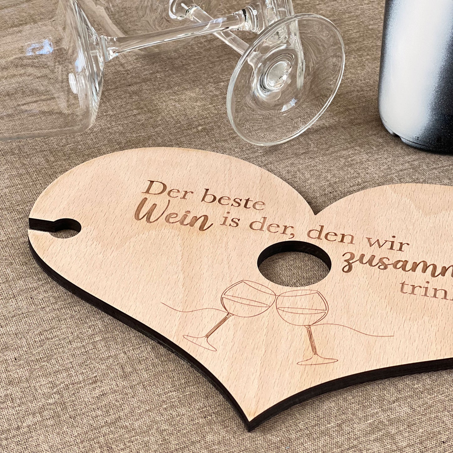 Herz-Weinglashalter aus Holz
