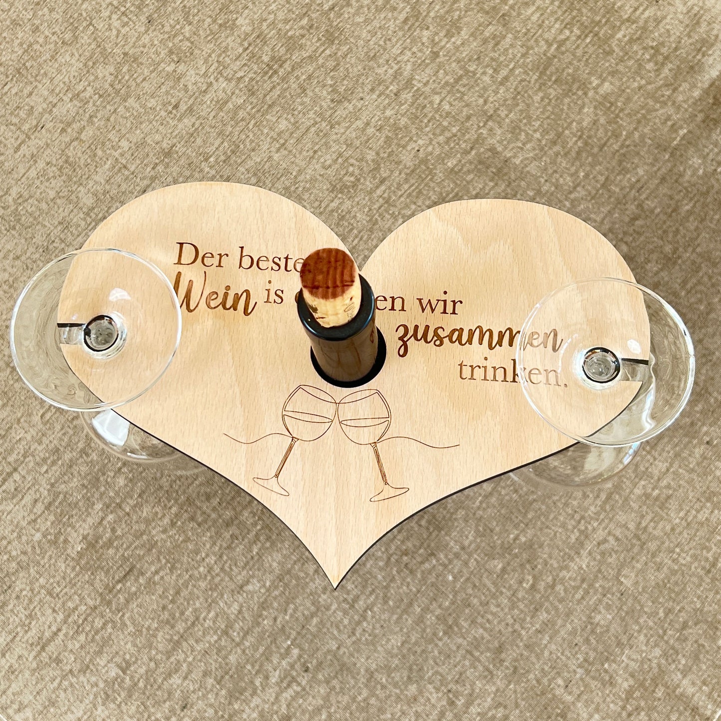 Herz-Weinglashalter aus Holz