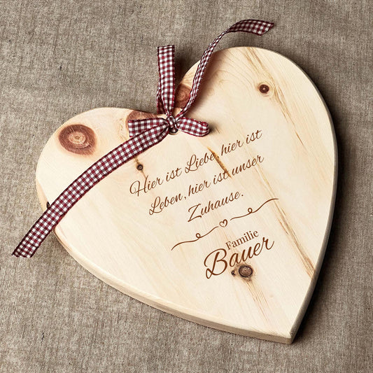 Herz-Deko aus Zirbenholz - Personalisiert