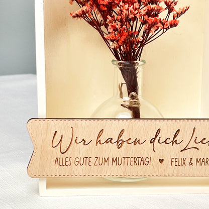 Deko Holzhaus mit Blumen - Personalisierte Muttertag Geschenke