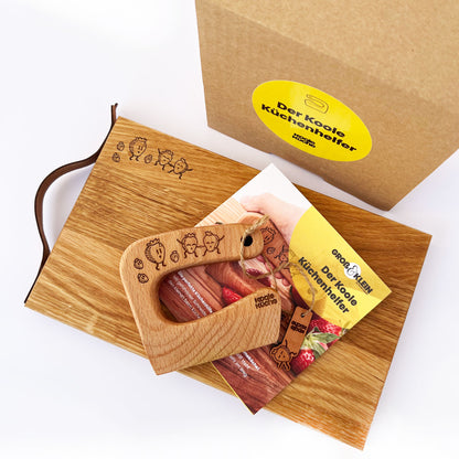 Kinder Küchen-Set aus Holz - Schneidebrett & Kindermesser