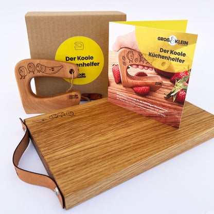 Kinder Küchen-Set aus Holz - Schneidebrett & Kindermesser