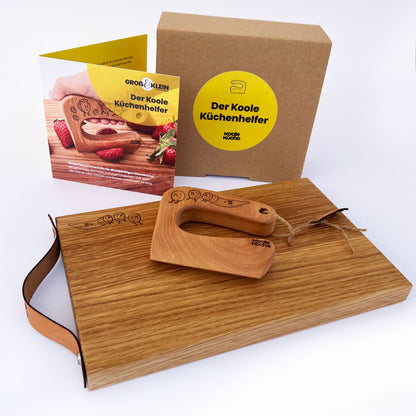 Kinder Küchen-Set aus Holz - Schneidebrett & Kindermesser