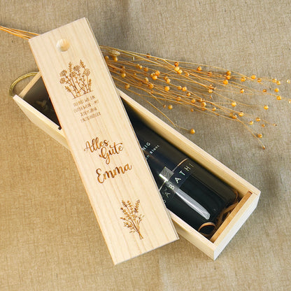 Personalisierte Weinkiste aus Holz - Geburtstagsgeschenk