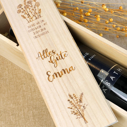 Personalisierte Weinkiste aus Holz - Geburtstagsgeschenk